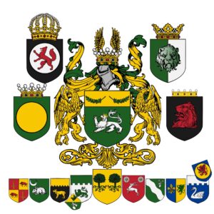 Großes Wappen Haus Luring neu mit verwandten und verbündeten Familien und Lehen