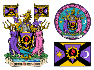C.A. Orban CoA Type 5 Gold Woman &amp; Woman purple &amp; pink H2 OLD Perfect SF incl Trd MintGr BrdrSh. 2a bgrFlags bgrTrd newFont PERF TqBlt RBscr COR NKUmrz ÜA pfSH noHands CoA, Seal &amp;Flag v2 inv