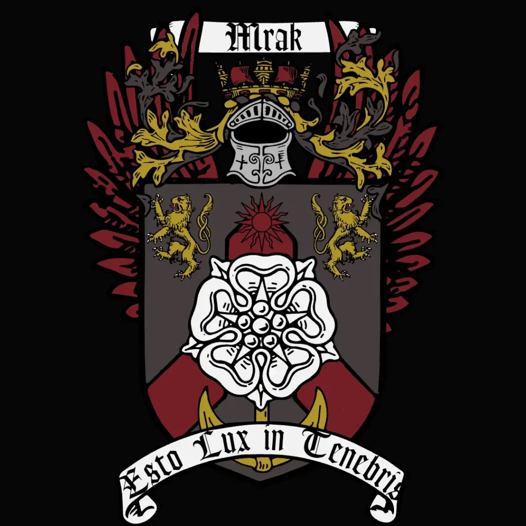 Mrak Family Crest Black/ golden lions