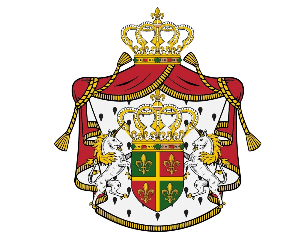 Großes gemänteltes Wappen des Königreichs Wengland ab 1815