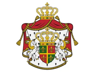Gro&szlig;es gem&auml;nteltes Wappen des K&ouml;nigreichs Wengland ab 1815